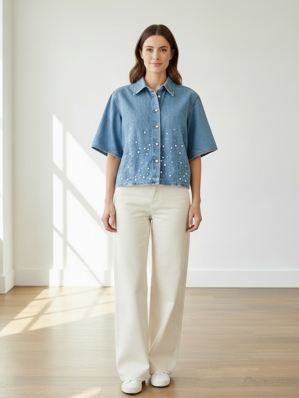 COS Relaxed Embellished Denim Shirt
Size 6
Excellent condition